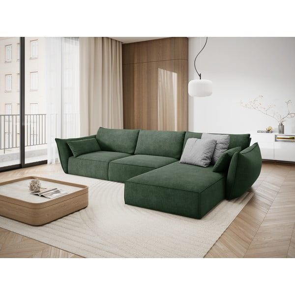 Tamsiai žalia kampinė sofa (dešinysis kampas) Vanda - Mazzini Sofas-image-1