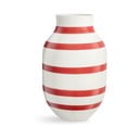 Balta ir raudona dryžuota keraminė vaza Kähler Design Omaggio, aukštis 31 cm