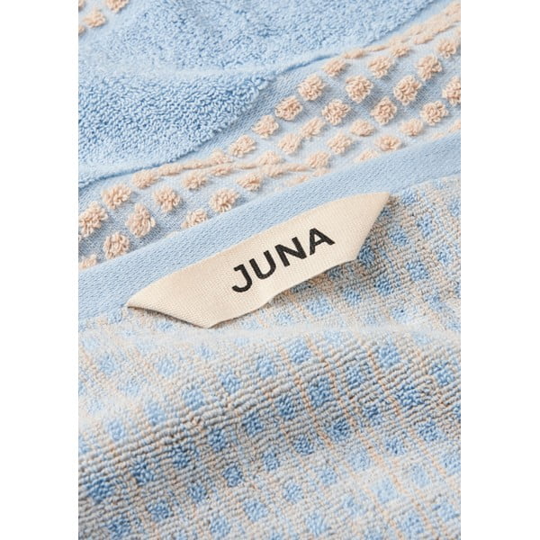 Rankšluostis šviesiai mėlynos spalvos/smėlio spalvos iš organiškos medvilnės 50x100 cm Check – JUNA-image-1