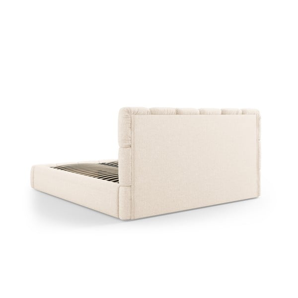Dvigulė lova kreminės spalvos audiniu dengta su sandėliavimo vieta su lovos grotelėmis 160x200 cm Bellis – Micadoni Home-image-4