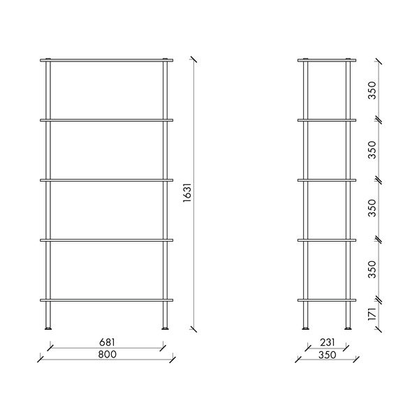 Mėlynos spalvos pastatoma lentyna iš ąžuolo 80x163x35 cm Teidi – noo.ma-image-4