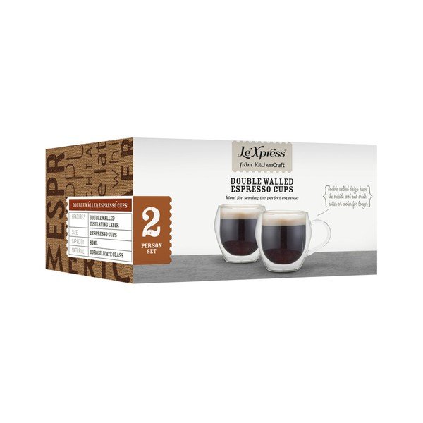 Du stikliniai espreso puodeliai "Kitchen Craft Le'Xpress", 80 ml-image-2