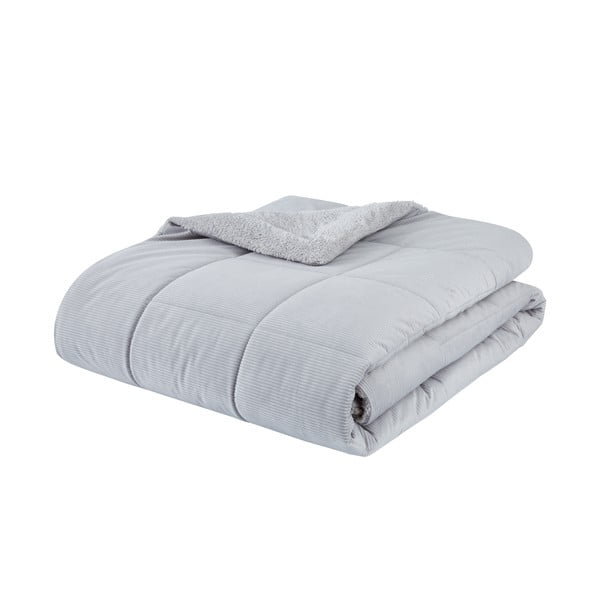 Šviesiai pilka dygsniuota mikroplyšo lovatiesė dvigulėms lovoms 200x220 cm Cosy Cord - Catherine Lansfield