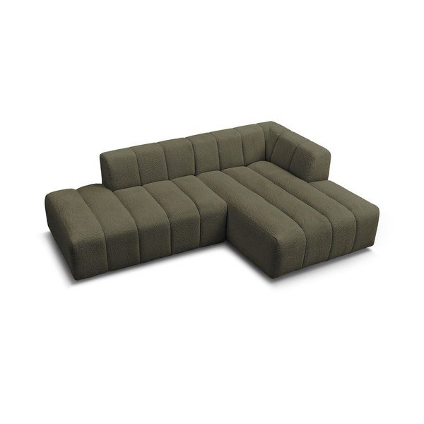 Žalios spalvos iš boucle kampinė sofa (su dešiniuoju kampu/su gultu) Annecy – Bobochic Paris-image-4