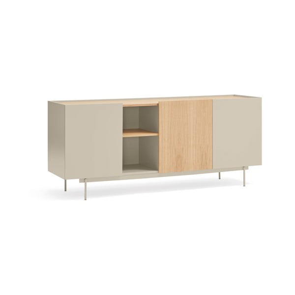 Žema šoninė spintelė smėlio spalvos/natūralios spalvos iš ąžuolo 180x78 cm Otto – Teulat-image-1