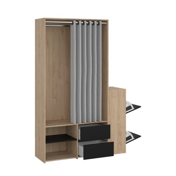 Koridoriaus baldas juodos spalvos/natūralios spalvos iš ąžuolo Kit – Tvilum-image-3
