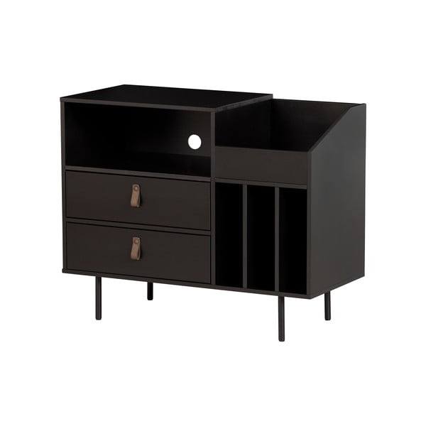 Juodos pušies medžio plokštelių spinta 90x73 cm Jackson - WOOOD-image-1