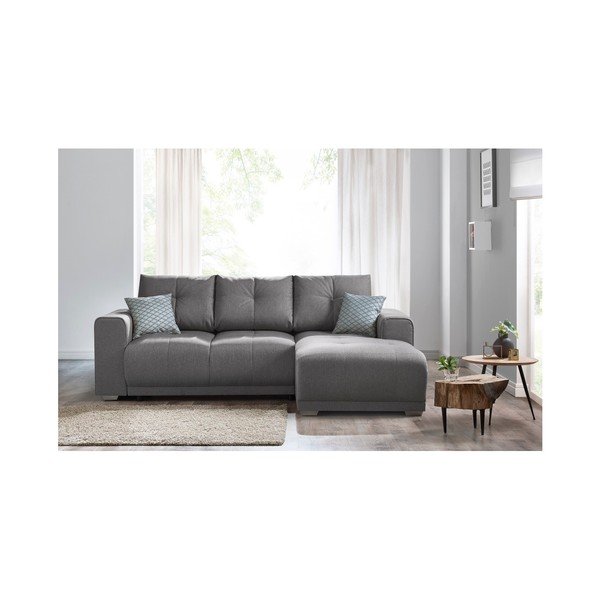 "Bobochic Paris Lisbona" pilka sofa-lova su porankiais, dešinysis kampas-image-2