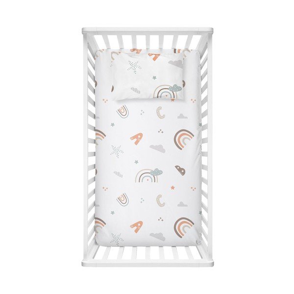 Baltos spalvos iš ranforce medvilnės vaikų patalynė vaikiškai lovai 100x150 cm Abc – Mijolnir