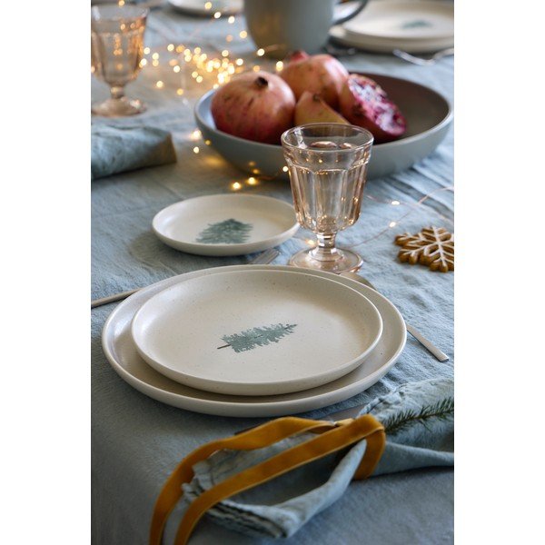 Kreminės spalvos desertinės iš akmens masės lėkštės 4 vnt. su Kalėdų motyvu ø 22 cm Pacifica Christmas Tree – Casafina-image-4