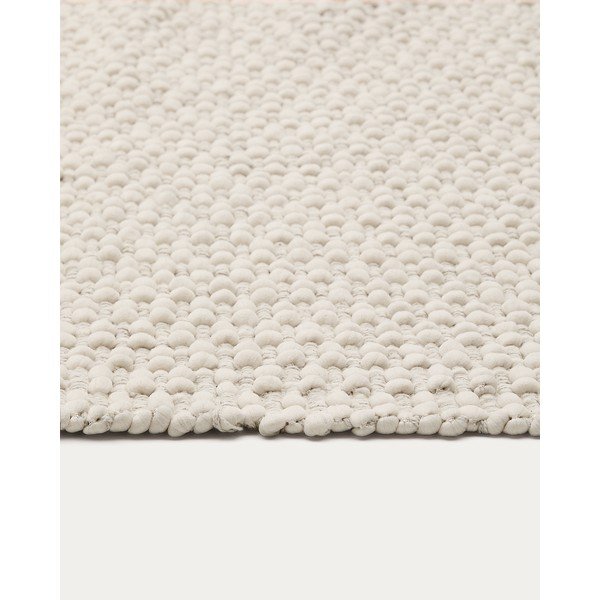 Rankų darbo kreminės spalvos iš medvilnės mišinio kilimas 70x140 cm Mascarell – Kave Home-image-4