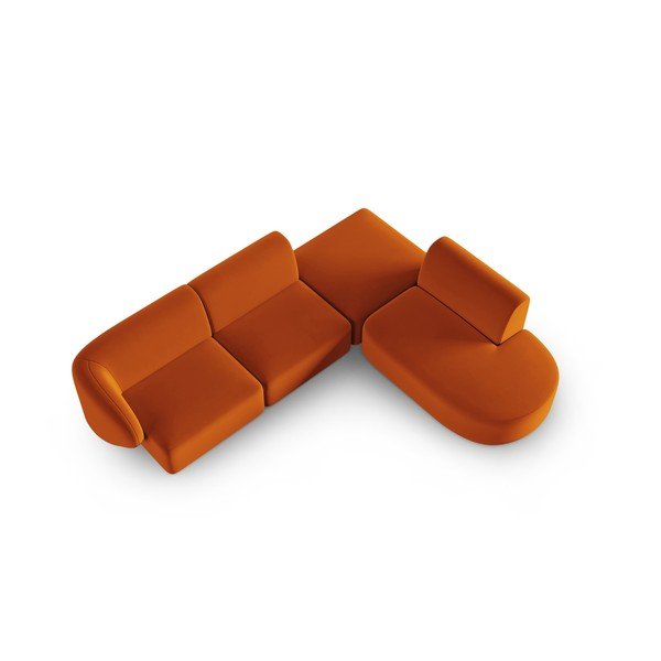 Terakotos spalvos iš velveto kampinė sofa (su dešiniuoju kampu/„L“ formos) Paolo – Milo Casa-image-1