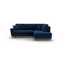 Mėlynos spalvos iš velveto sulankstoma/su sandėliavimo vieta kampinė sofa (su dešiniuoju kampu/„L“ formos) Kyoto – Cosmopolitan Design
