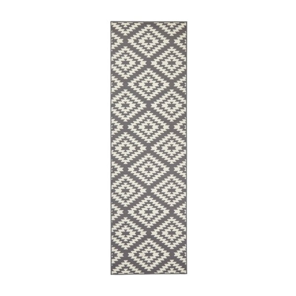Pilkas kilimas su baltomis detalėmis Hanse Home Basic Nordic, 80 x 200 cm