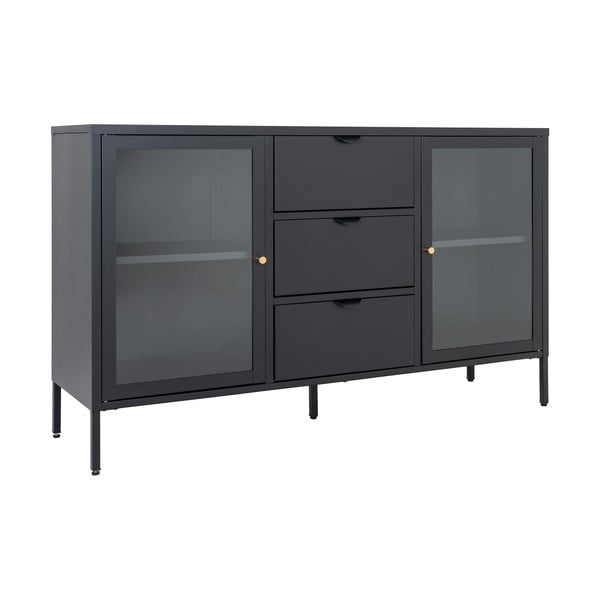 Iš metalo šoninė spintelė juodos spalvos 140x85 cm Dalby – House Nordic-image-2