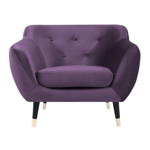 Violetinis fotelis juodomis kojomis Mazzini Sofos Amelie