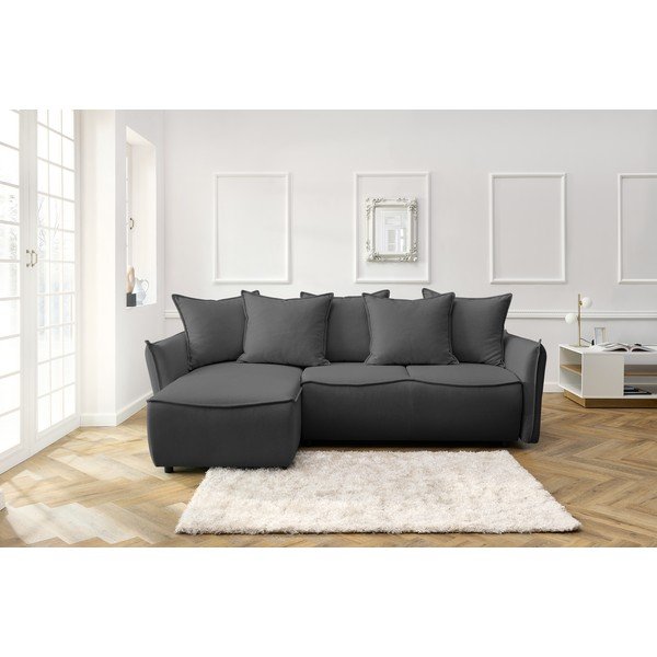 Sulankstoma kampinė sofa tamsiai pilkos spalvos (su kairiuoju kampu) Leon – Bobochic Paris-image-1