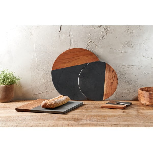 Grifelinė pjaustymo lenta su akacijos mediena Nkuku Fala, ø 40 cm-image-2