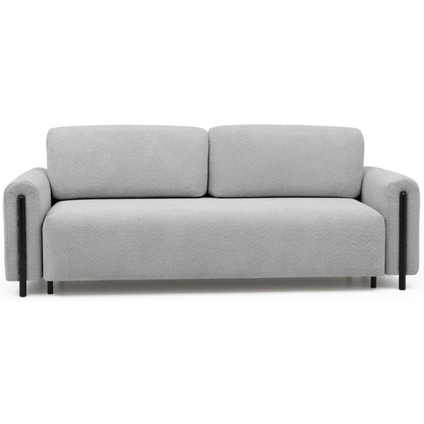 Šviesiai pilkos spalvos iš boucle sulankstoma/su sandėliavimo vieta sofa 244 cm Arcadova – ELTAP