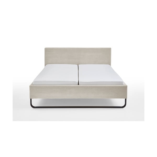 Smėlio spalvos dvigulė lova audiniu dengta be grotelių 180x200 cm Swing – Meise Möbel-image-3
