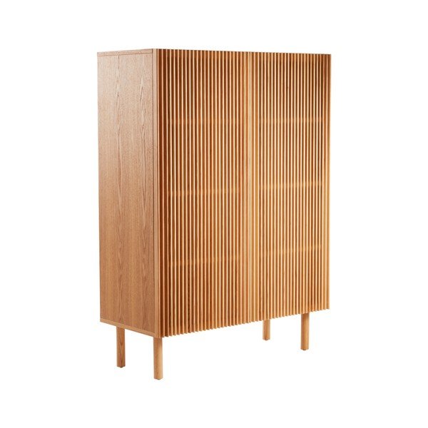 Natūralios spalvos spintelė iš uosio su anga laidams 100x140x45 cm Sion – Jotex