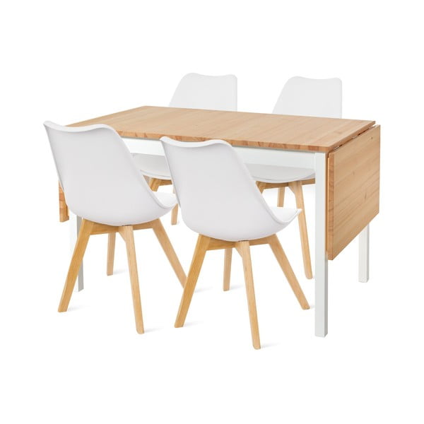 Valgomojo baldų komplektas Bonami Essentials su stalu Brisbane ir baltomis kėdėmis Retro