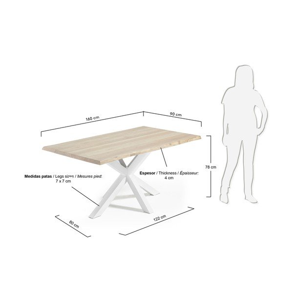 Valgomojo stalas su ąžuolo dekoro stalviršiu 90x160 cm Argo – Kave Home-image-4