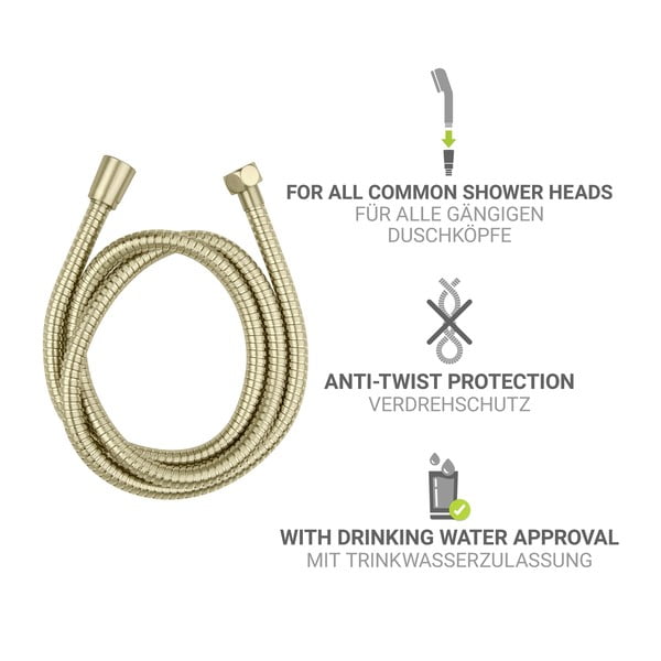 Matinės auksinės spalvos iš nerūdijančio plieno dušo žarna 150 cm Brass – Wenko-image-3