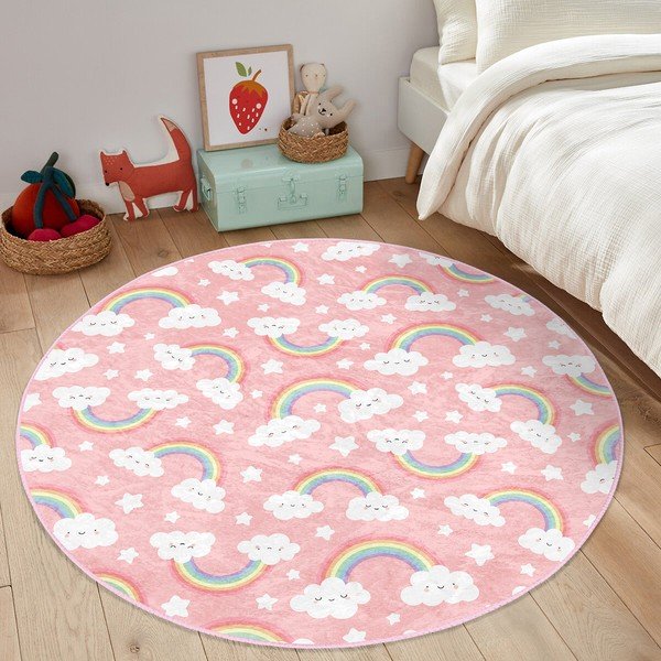 Vaikiškas kilimas rožinės spalvos ø 120 cm Comfort – Mila Home-image-2