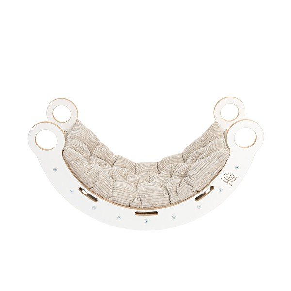 Baltos spalvos/smėlio spalvos iš pušies masyvo supamoji lenta 39x75x38 cm Montessori – Meowbaby