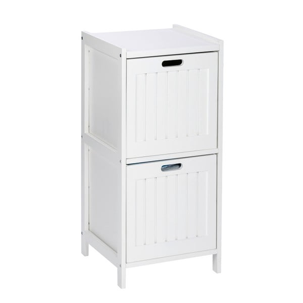 Balta medinė vonios kambario spintelė su 2 stalčiais Wenko Oslo-image-2