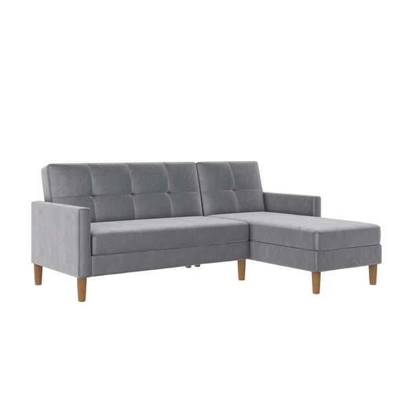 Iš velveto kampinė sofa šviesiai pilkos spalvos Lilly – Støraa-image-2