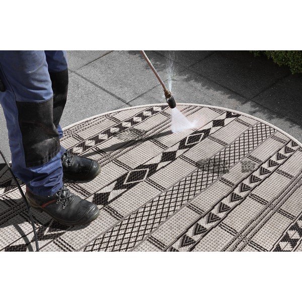 Juodos ir pilkos spalvos lauko kilimas Ragami Madrid, ø 120 cm-image-4