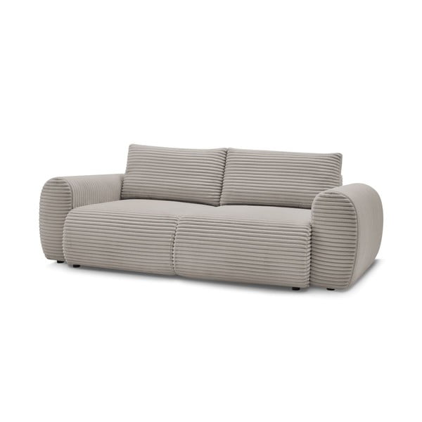 Iš kordinio velveto sulankstoma sofa šviesiai pilkos spalvos/smėlio spalvos 257 cm Lucien – Bobochic Paris-image-3