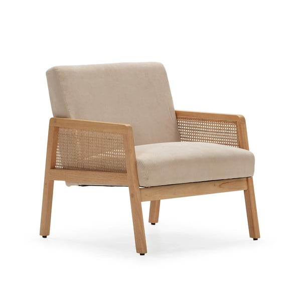 Smėlio spalvos iš kordinio velveto austas krėslas Debra – Marckeric