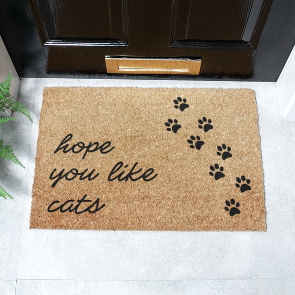 Iš kokoso pluošto grindų kilimėlis 60x90 cm Hope You Like Cats – Artsy Doormats-image-2
