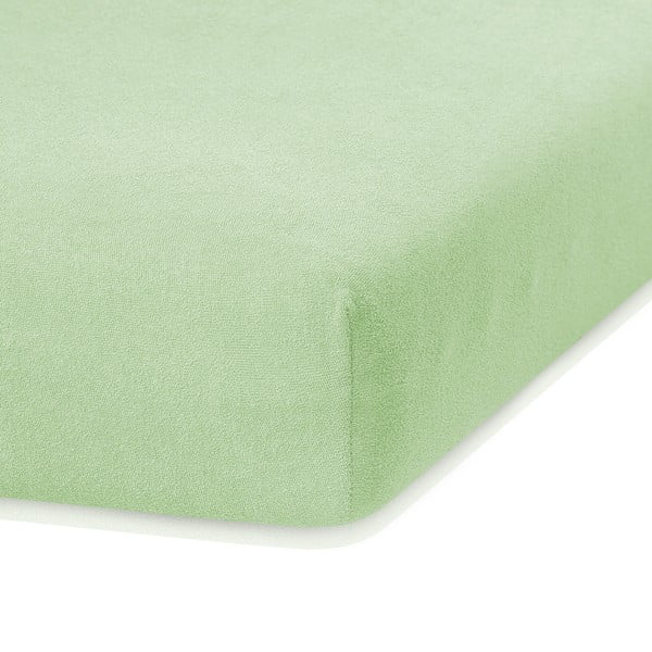 AmeliaHome Ruby šviesiai žalia elastinga paklodė su dideliu medvilnės kiekiu, 80/90 x 200 cm