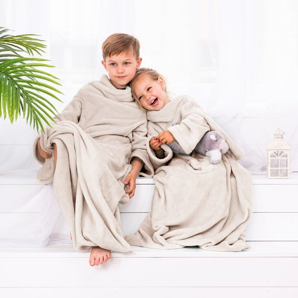 Smėlio spalvos kūdikių TV antklodė su rankovėmis DecoKing Lazykids-image-3