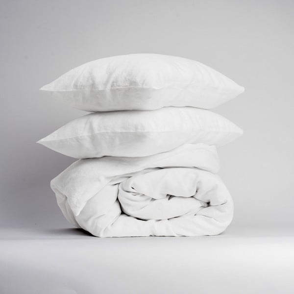 Iš lino mišinio dvigulė/itin ilga patalynė baltos spalvos 200x220 cm – Linen Tales-image-1