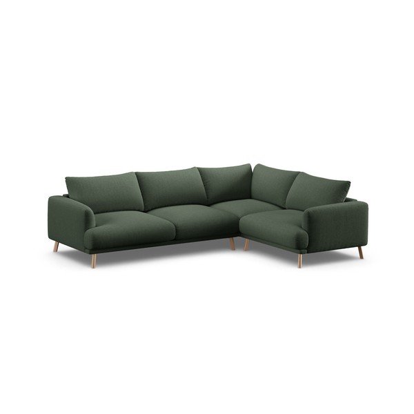 Žalios spalvos kampinė sofa (su dešiniuoju kampu/su gultu) Naomi – Micadoni 