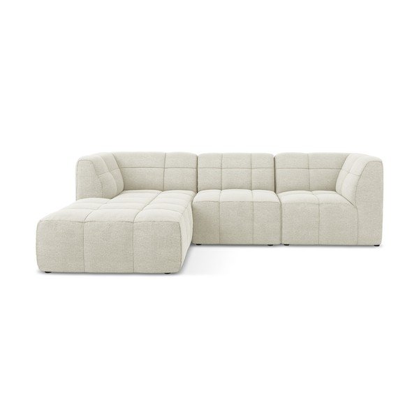 Smėlio spalvos kampinė sofa iš boucle (su kairiuoju kampu/su gultu) Aloha – Makamii