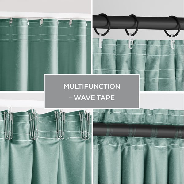 Šviesiai žalios spalvos iš velveto pritemdymas (dalinis užtemimas) užuolaida 140x245 cm Pleat – Restilo-image-3