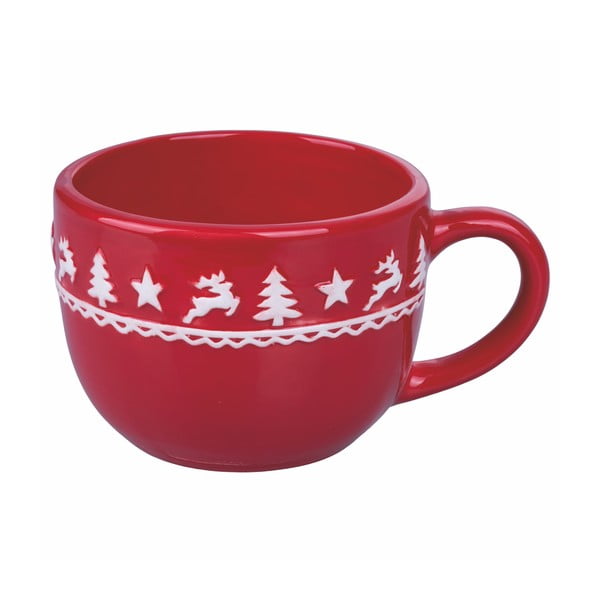 Raudonas keraminis kalėdinis puodelis 410 ml Xmas - Villa d'Este
