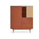 Aukšta šoninė spintelė raudonos plytų spalvos/natūralios spalvos iš ąžuolo 100x120 cm Otto – Teulat