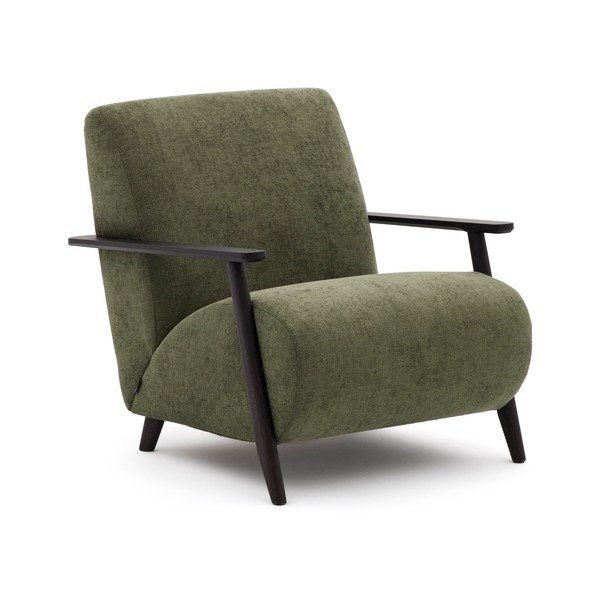 Žalios spalvos iš šenilinio audinio krėslas Meghan – Kave Home