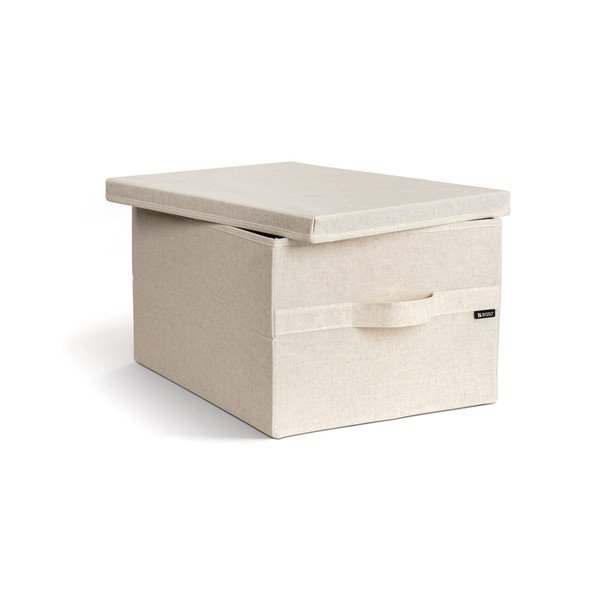 Smėlio spalvos iš tekstilės daiktadėžė su dangčiu 36x46x25 cm Soft Storage Large – Bigso-image-1