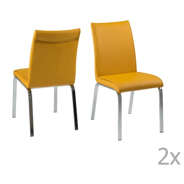 4 geltonų "Actona Leonora" valgomojo kėdžių rinkinys