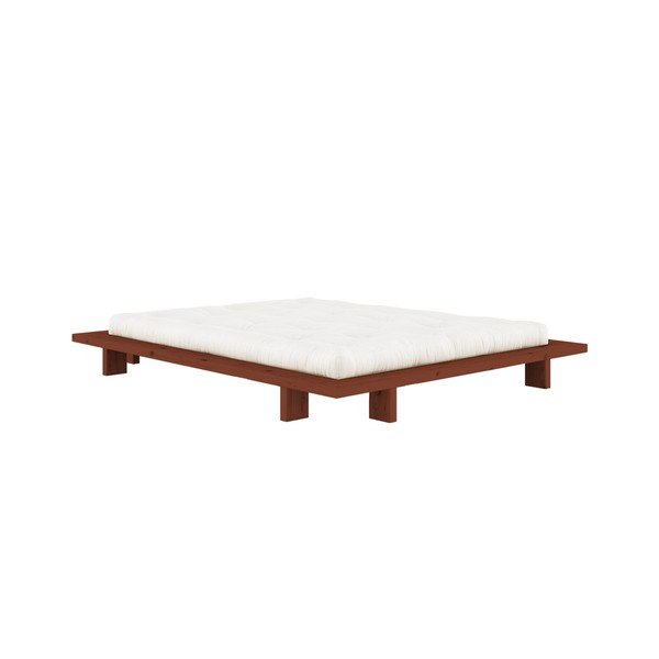 Terakotos spalvos dvigulė lova iš pušies masyvo be galvūgalio su lovos grotelėmis 140x200 cm Japan – Karup Design-image-3