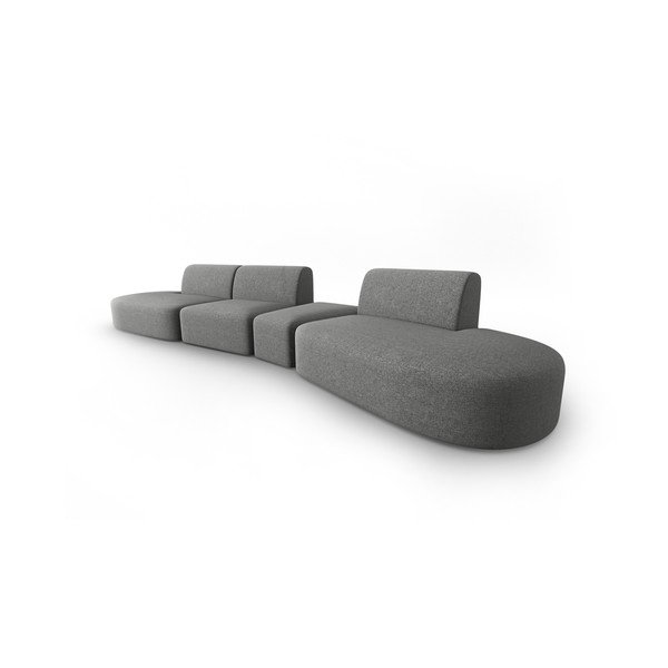Pilkos spalvos iš šenilinio audinio sofa su dešiniuoju kampu 428 cm Paolo – Milo Casa-image-2