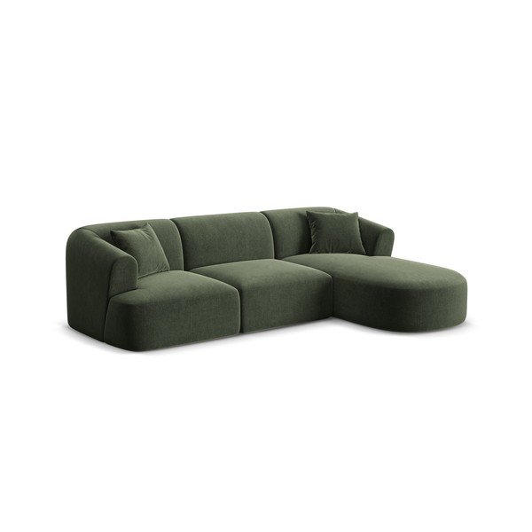 Žalios spalvos kampinė sofa iš velveto (su dešiniuoju kampu/su gultu) Campi – Cosmopolitan Design-image-2